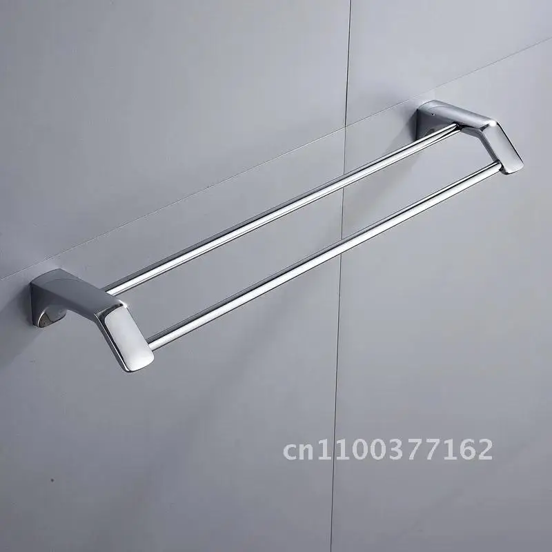 Afbeelding 3: Matzwart roestvrij staal badkamer dubbele handdoekplank rek bad bar houder accessoires rail handdoek handdoek badkamer hanger