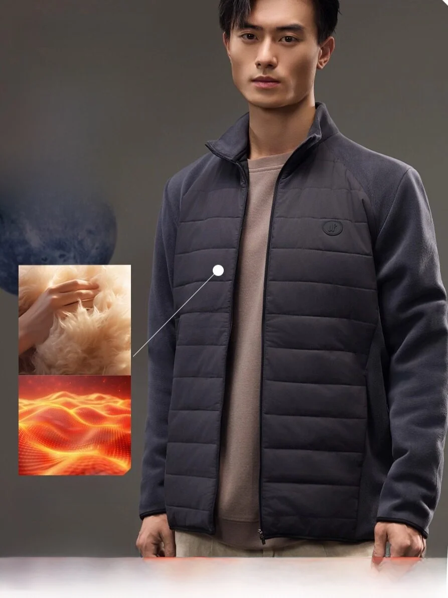 

Light as Feather 00 Woolen Casual Outdoor Men's Jaet Stand Collar Quilted Fce Coat Stand Fit Long Sve Basic Sle