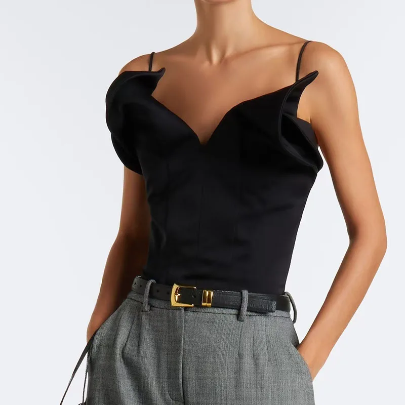 2026, New Arrival, Women's 3D-Structured Strapless Top, Waist-Cinching Fitted Tank Top, High-Quality Black Tank Top, Corset, Y2K