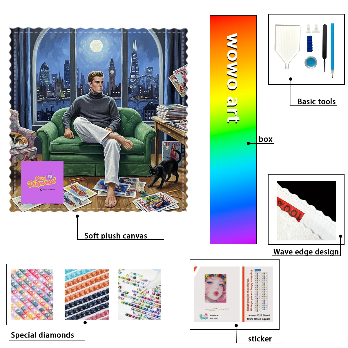 

【MUKY_ Diamond Art】The boy who finishes work Crystal AB Rhinestone FD Rhinestone Perfect Resin Diamond