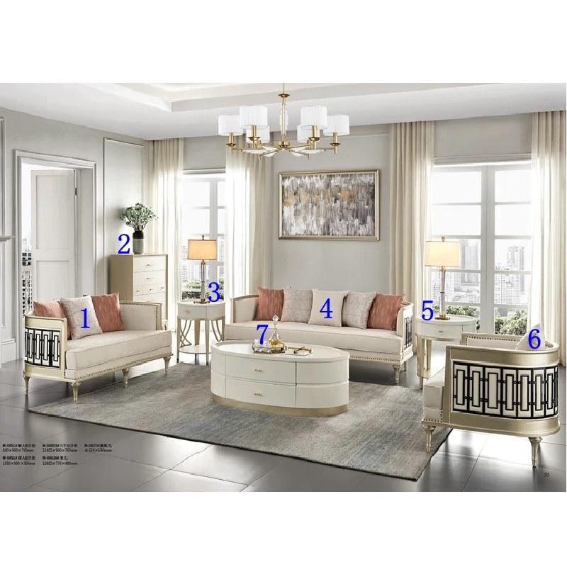 For High Quality Soft Comfy Modular Wooden Carved Couch American Style Modern Sofa Set Designs of Home Furniture