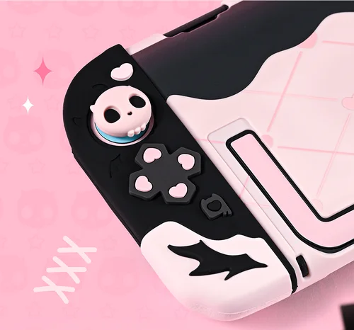 Imagen 2 del producto Sweety Angel Devil funda trasera dura Protector de carcasa para Nintendo Switch 2/NS Oled Thumb Stick Grip Cap botones cubierta completa de silicona
