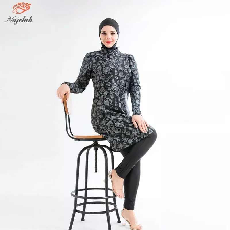 Muslim Modest Swimwear Women Hijab Swimsuit Islamic Cover Ups Burkini Long Sleeve Swimming Suit Hijabs For Woman Swim Bathing