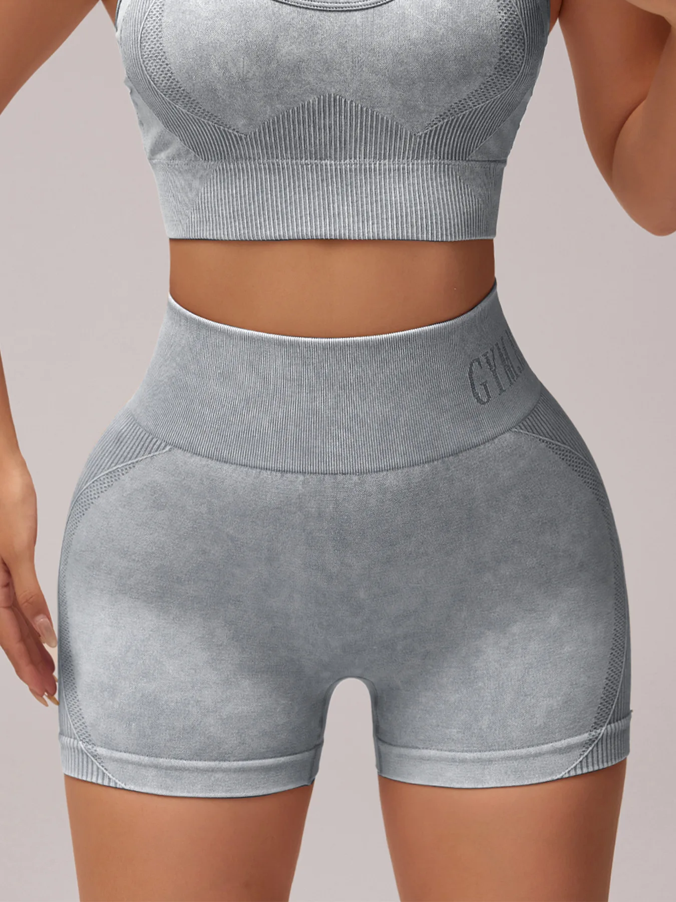 Damen Sand-Wash High-Waist Yoga-Shorts mit Bauchkontrolle und Po-Lifting-Effekt, Hochelastische Slim-Fit Sporthose für Laufen, Fitness und Workout – Detail 23