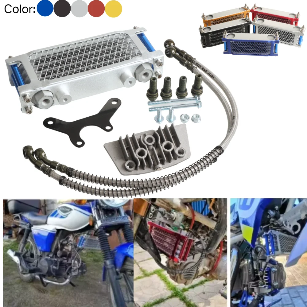 Universal 50cc-140cc Refitted Oil Radiator Cooler Kit Suits Honda Yamaha Kawasaki Dirt Bike Moped Enduro Offroad Motorcycles