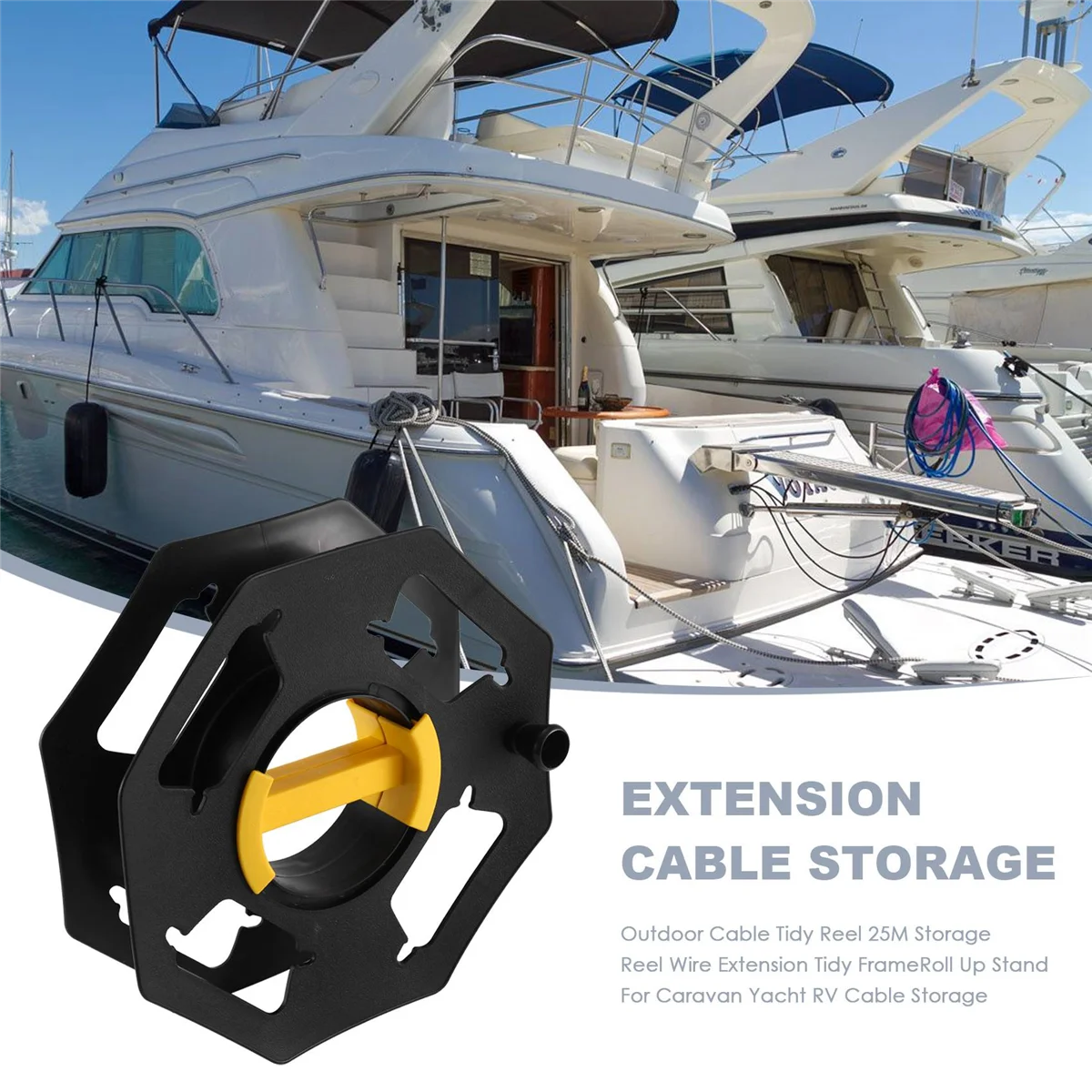 Bobina ordinata per cavi da esterno bobina di stoccaggio da 25M prolunga per filo telaio ordinato supporto arrotolabile per Caravan Yacht RV Cable Storage