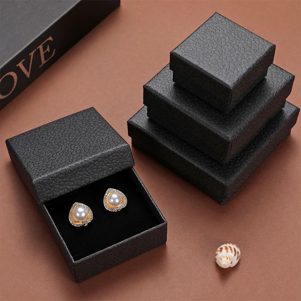 

24-Pack Black Jewelry Box 7x7x3cm Necklace Cardboard Gift Case Ring Earring Bracelet Packaging Storage Organizer Boxes Bulk Box