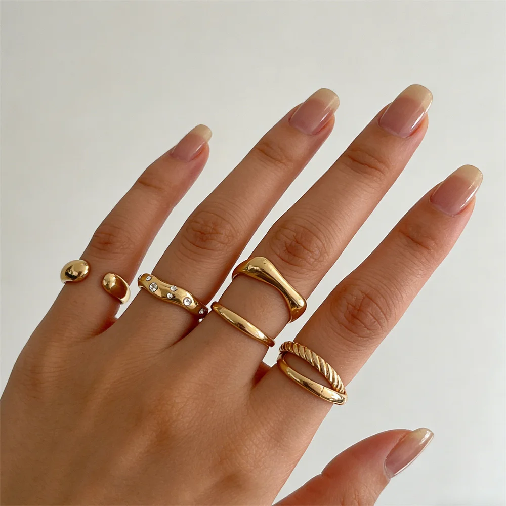 Gold Color Stackable Rings Set for Women Multi-Style Minimalist Statement Ring Pack Fashion Jewelry Daily Wear Boho Accessory