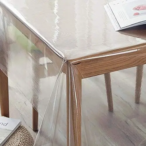 Mantel de PVC transparente 54"x78" – Protector de mesa 100% impermeable y resistente al aceite |   Cubierta limpia y limpia cristalina para mesas de comedor