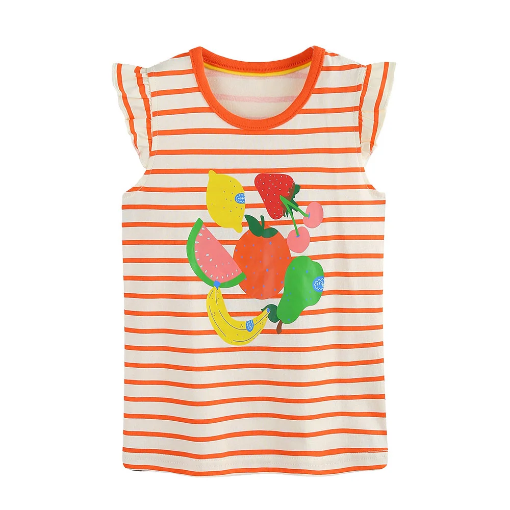 

Jumping Meters Striped Girls Tshirts 2-7T Summer Sleeveless Girls Clothes Tees Tops Shirts Kids T shirts Boys Girls Clothing