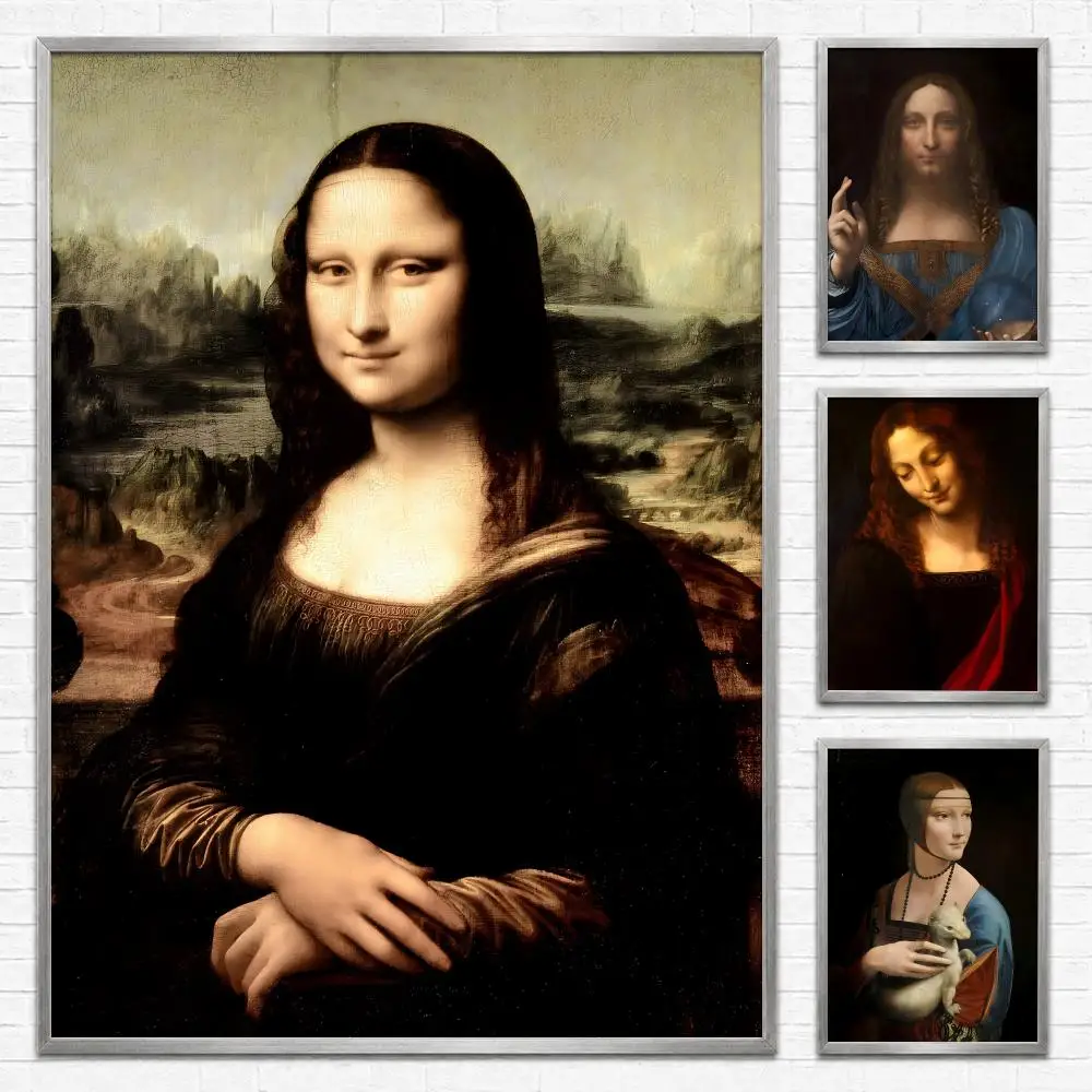 Artist Leonardo da Vinci Poster Self‑Adhesive Waterproof PP Poster Coffee House Bar Wall Art Sticker Room Home Decor
