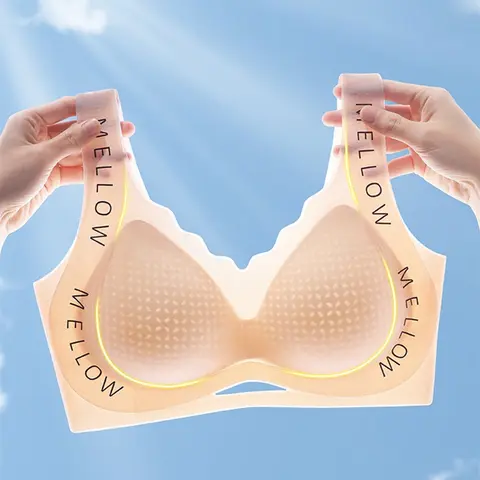 와이어 없는 스포츠 브라 - 부드러운 실크 소재, 얇은 뒷면으로 편안함과 아름다움 제공, 작은 가슴을 위한 푸시업 효과 9 여름 여성을위한 멋진 Traceless 속옷 스틸 링 조끼 스포츠 브래지어없이 초박형 여름 작은 유방 수집 브래지어