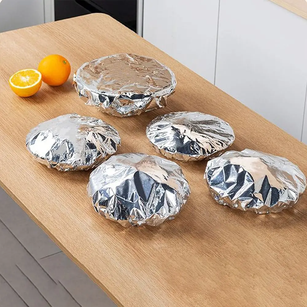 10Pcs Reusable Aluminum Foil Bowl Cover Food Grade Refrigerator Accessories Food Insulation Cover Food Storage Covers Universal