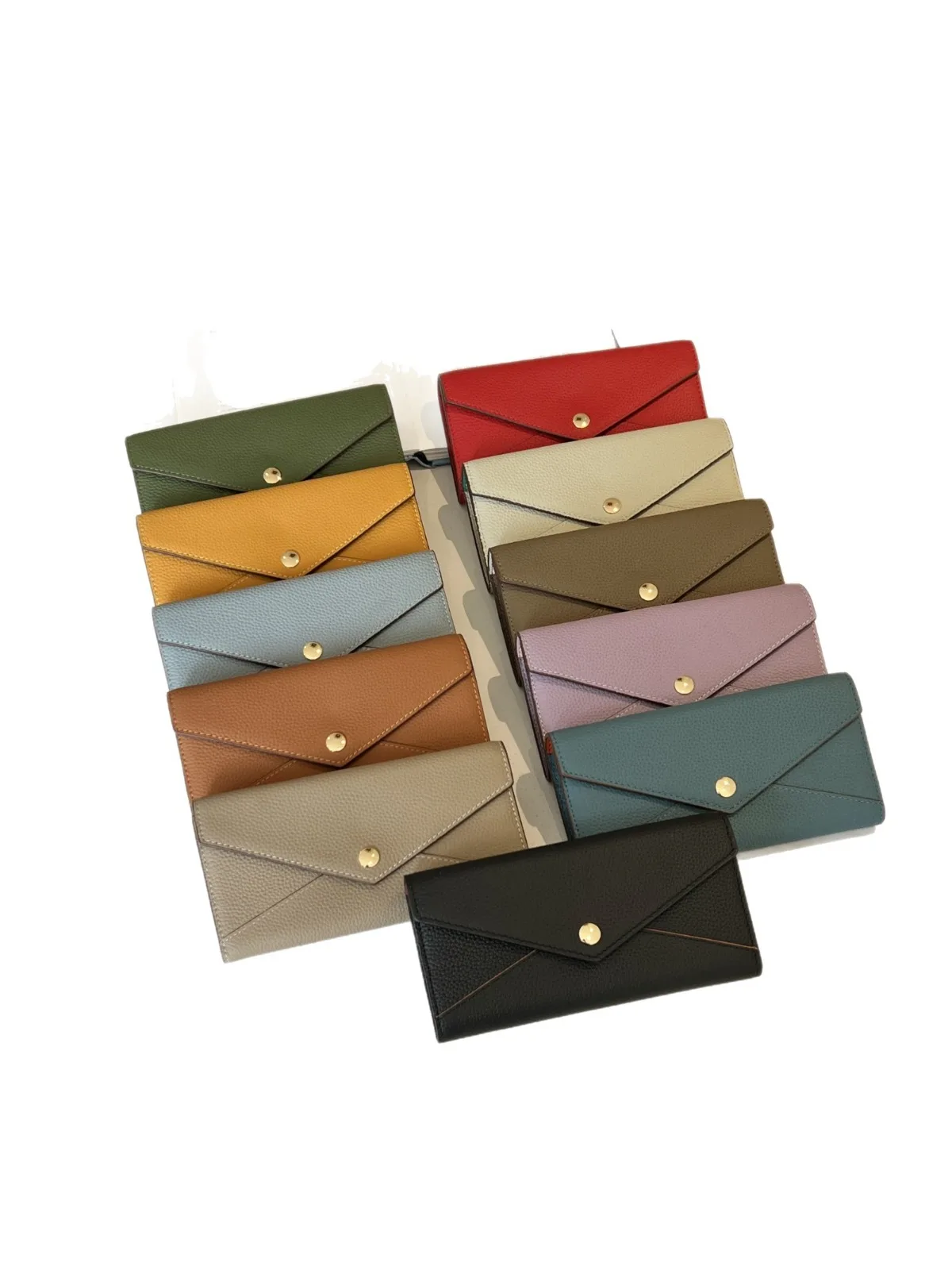 URBAN MASTER 2025 Long portefeuille pour femmes de luxe en cuir véritable litchi modèle sac créateur de mode couleur unie peau de vache dames carte pochette 3