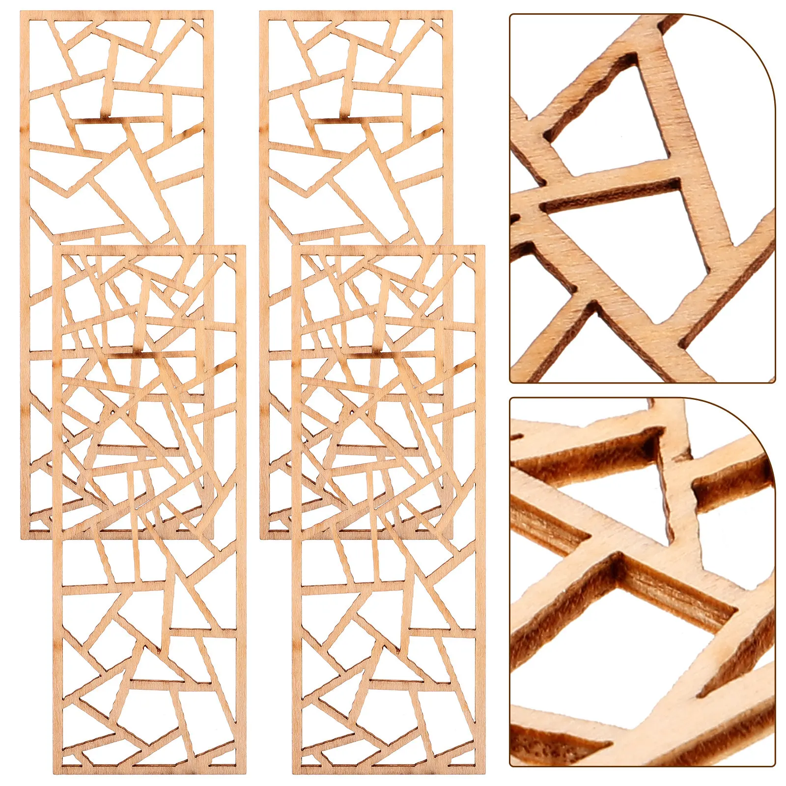 

4Pcs Miniature Screen Decor Style Wooden Traditional Folding Screen for Mini House Desktop Photography Props Ornamental