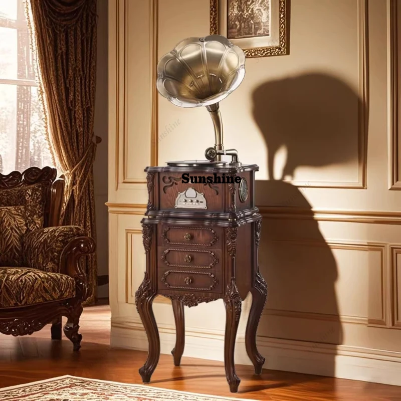 European retro phonograph, living room home classical ornament vinyl record player Bluetooth speaker