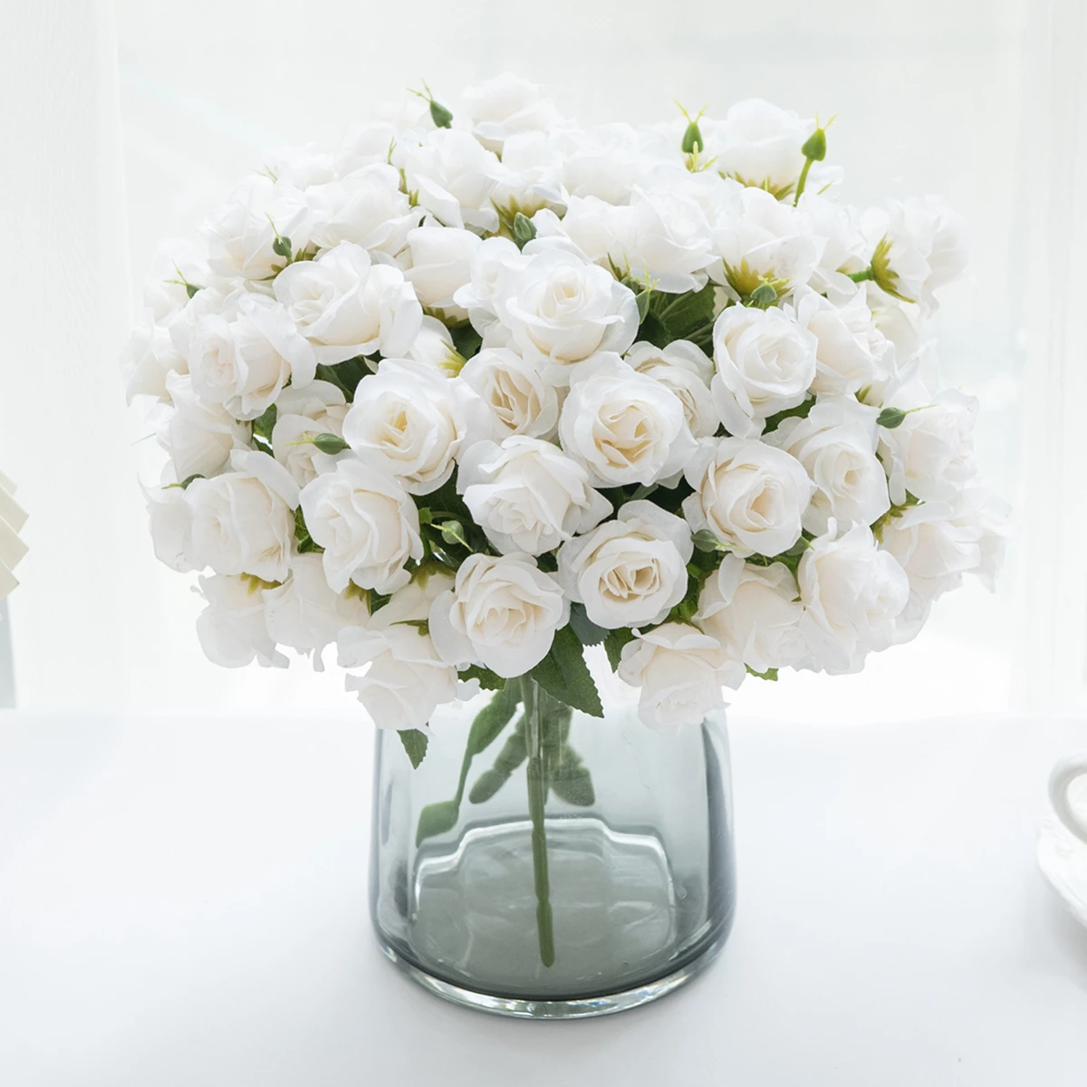 1 STÜCK 15 Köpfe Künstliche Blumen Seide Rose Brautstrauß Hochzeit Tisch Party Vase Festival Dekoration Zubehör Gefälschte Blumen – Detail 3