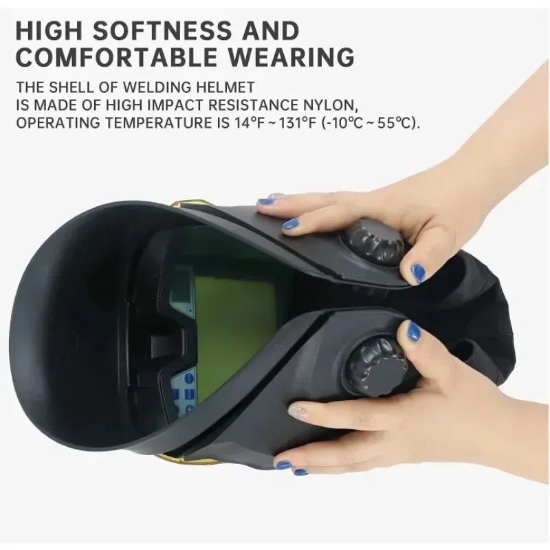 Large Screen 180 View True Color Solar Welder Mask 4 ARC Sensors   powered air respirator Weld Helmet