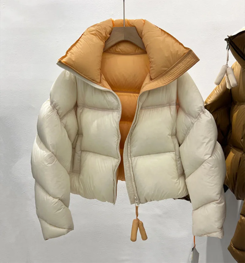 Jaqueta curta acolchoada acolchoada para mulheres, jaqueta de inverno grossa, Parkas soltas coreanas, casaco quente, Outwear feminino