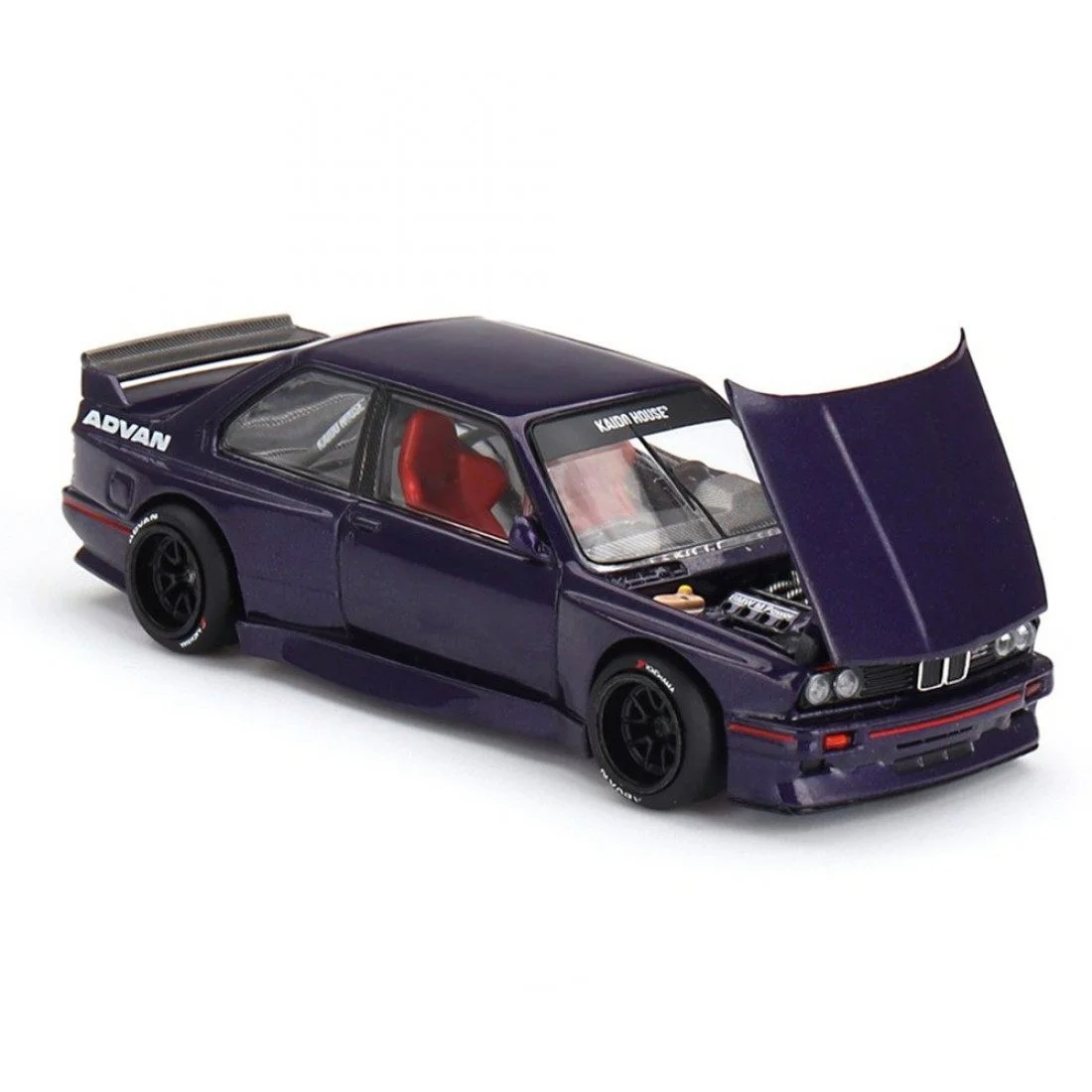 

KAIDO+MINIGT 1:64 E30 M3 GT V2 Ширококорпус ADVAN Синий Фиолетовый Модель автомобиля из сплава # 216