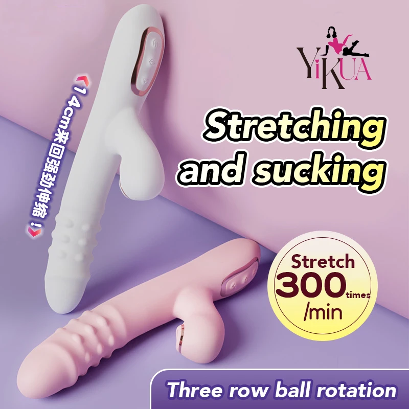 Thrusting Realistic Dildo for Women Big Penis Sucker Sex Toys 14CM Remote Control Telescopic Vibrators Anal Female Stimulator