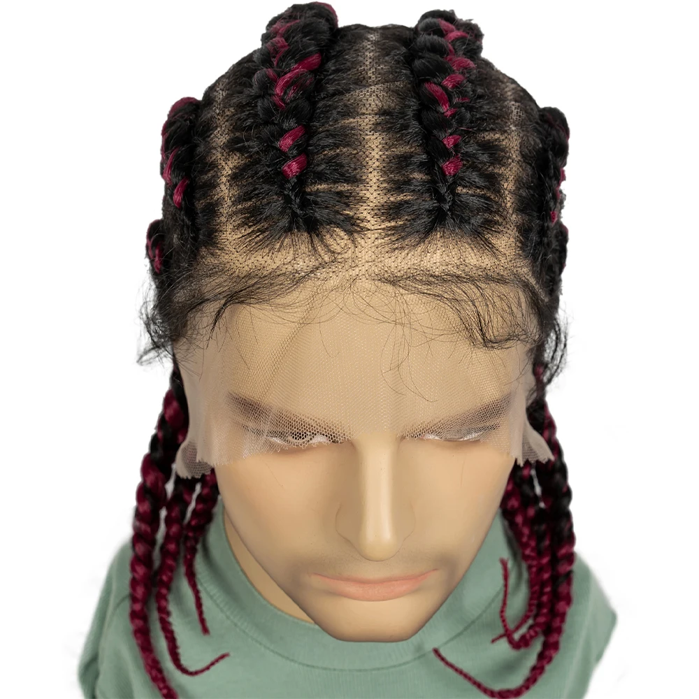 

Full Lace Cornrow Box Braided Wig Synthetic Lace Front Wigs for Africa Women Men Braids Wig with Baby Hair Braiding Wigs