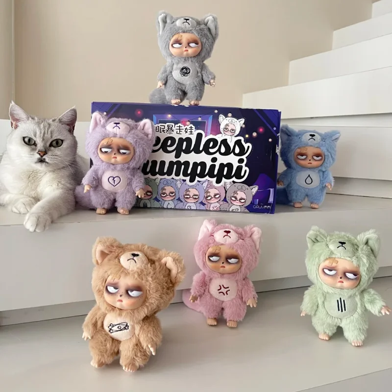 جديد حار Slepless Grumpipi سلسلة صندوق أعمى دمى لطيف عمل الشكل Kawaii المفاتيح قلادة حلية العصرية اللعب صندوق غامض