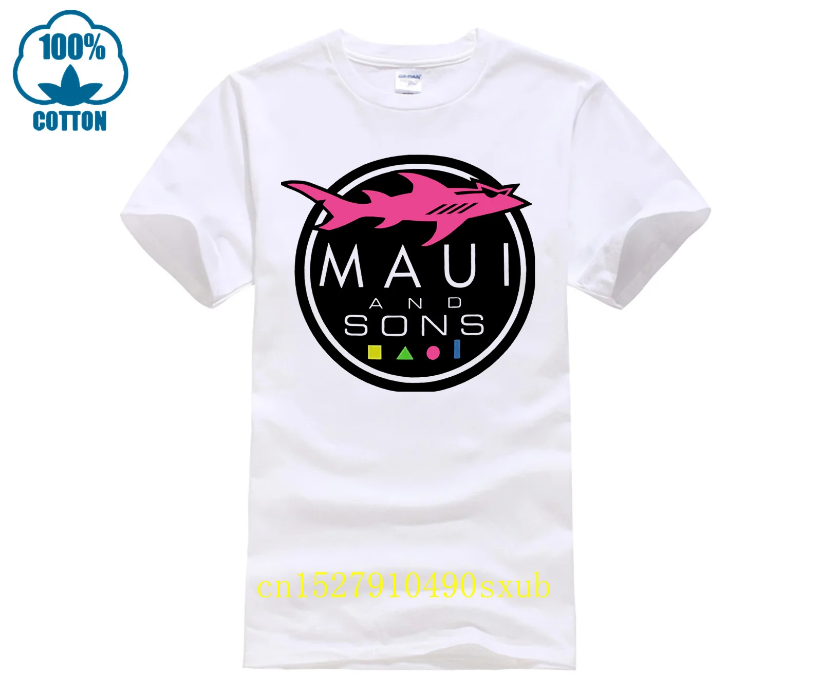 Maui And Sons Shark Logo Fashion Men Women Summer 100% Cotton Black Tees Male Newest Top Popular Normal  Shirts Unisex