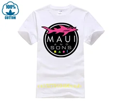 Maui And Sons Shark Logo Fashion Men Women Summer 100% Cotton Black Tees Male Newest Top Popular Normal  Shirts Unisex