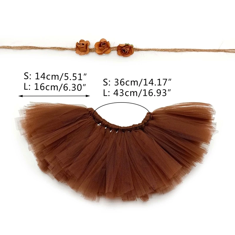 2Pcs Newborn Photography Props Outfit Baby Tulle Skirts Headband Pettiskirt