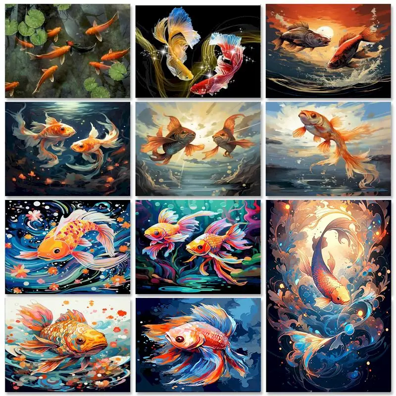 

GATYZTORY 40x50cm Painting By Numbers On Canvas Goldfish Drawing By Numbers For Adults Pictures By Numbers Acrylic Paint Kit