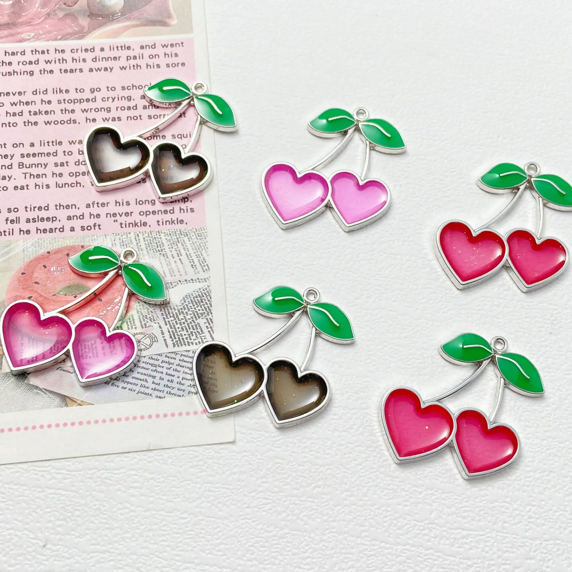 

10 шт., подвески ручной работы с сердечками и листьями, серебряный цвет, подвески, ожерелье, серьги, разъемы, фурнитура для изготовления ювелирных изделий