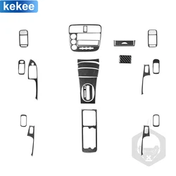 For Honda Civic 2001-2005 Center Console Dashboard Gear Shift Full Set Cover Real Carbon Fiber Stickers Car Interior Accessories