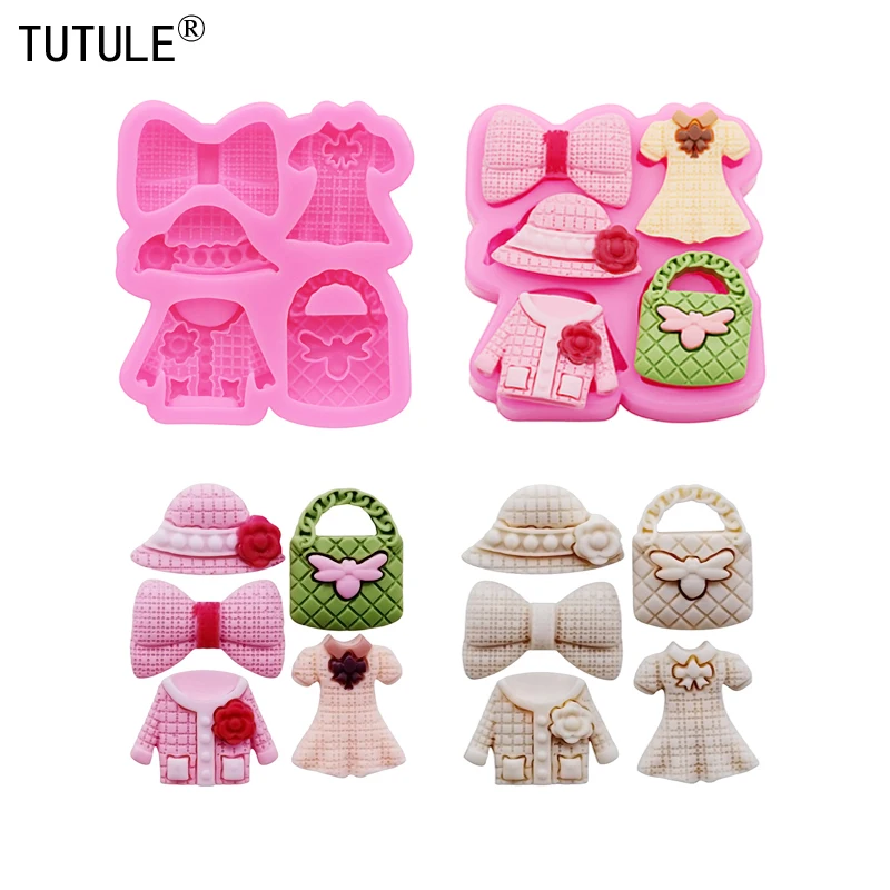 DIY Clothing Suit Resin Clay keychain earrings Mold Bags Bow Tie Accessories silicone mould chocolates cake decorating tool