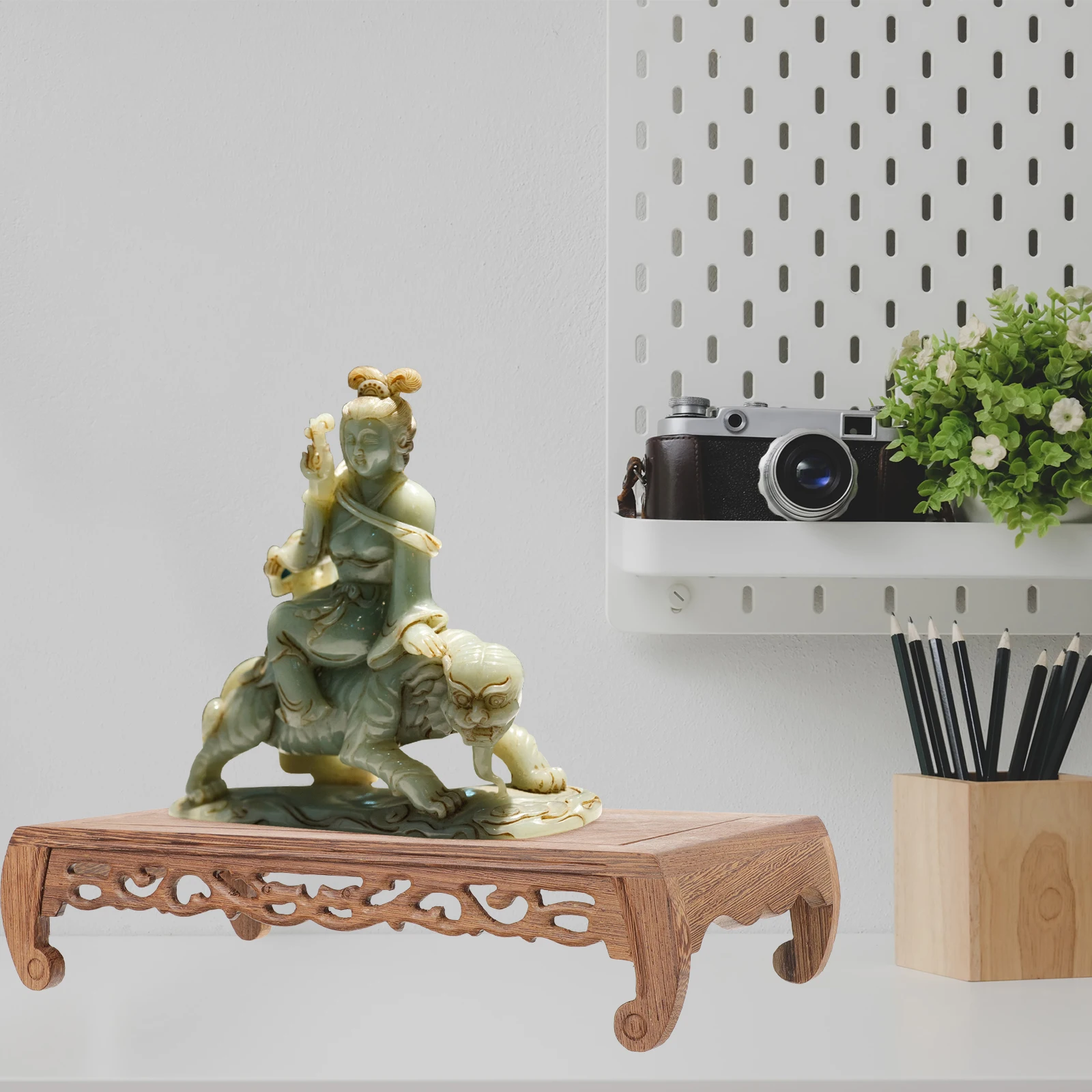 

Wood Base for Vase Craft Display Stand Handmade Wooden Planter Riser Vintage Style Statue Holder Home Decor Shop Museum Use