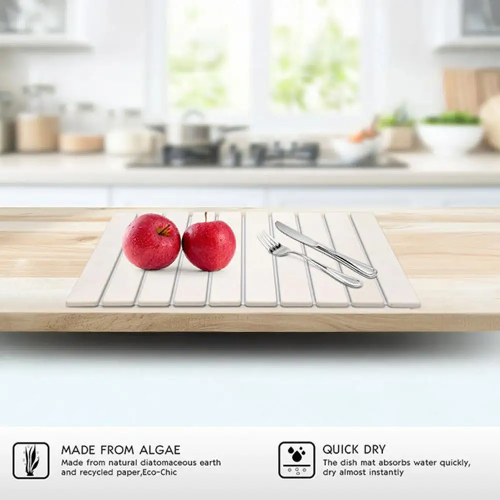 Quick-drying Dish Pad Kitchen Drying Mat Dish Drying Mat Foldable Water-absorbing Diatomaceous Earth Pad Quick-dry Kitchen