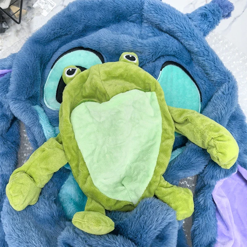 디즈니 릴로와 스티치 플러시 장난감 카와이 개구리 스티치 플러시 애니메이션 반제품 가죽 홀스터 베개 어린이를위한 선물 크리스마스