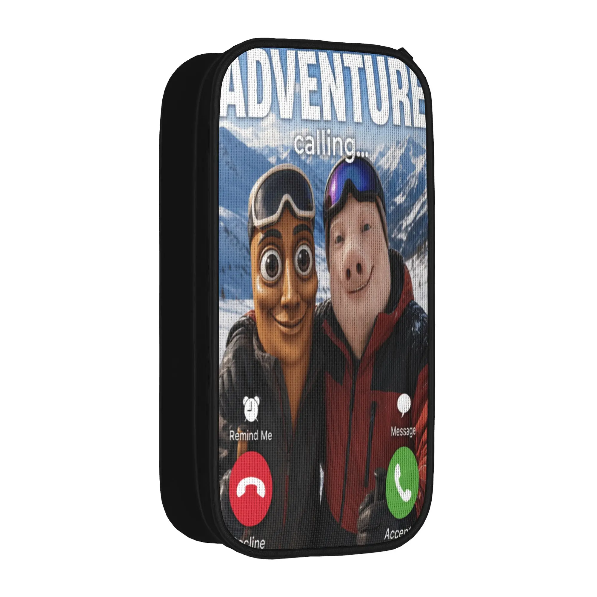 Pencil Case Winter Downhill Ski Trip John Pork Tung Sahur Calling Meme Pencil Bag School Pencil Cases Boy Stationery Organizer