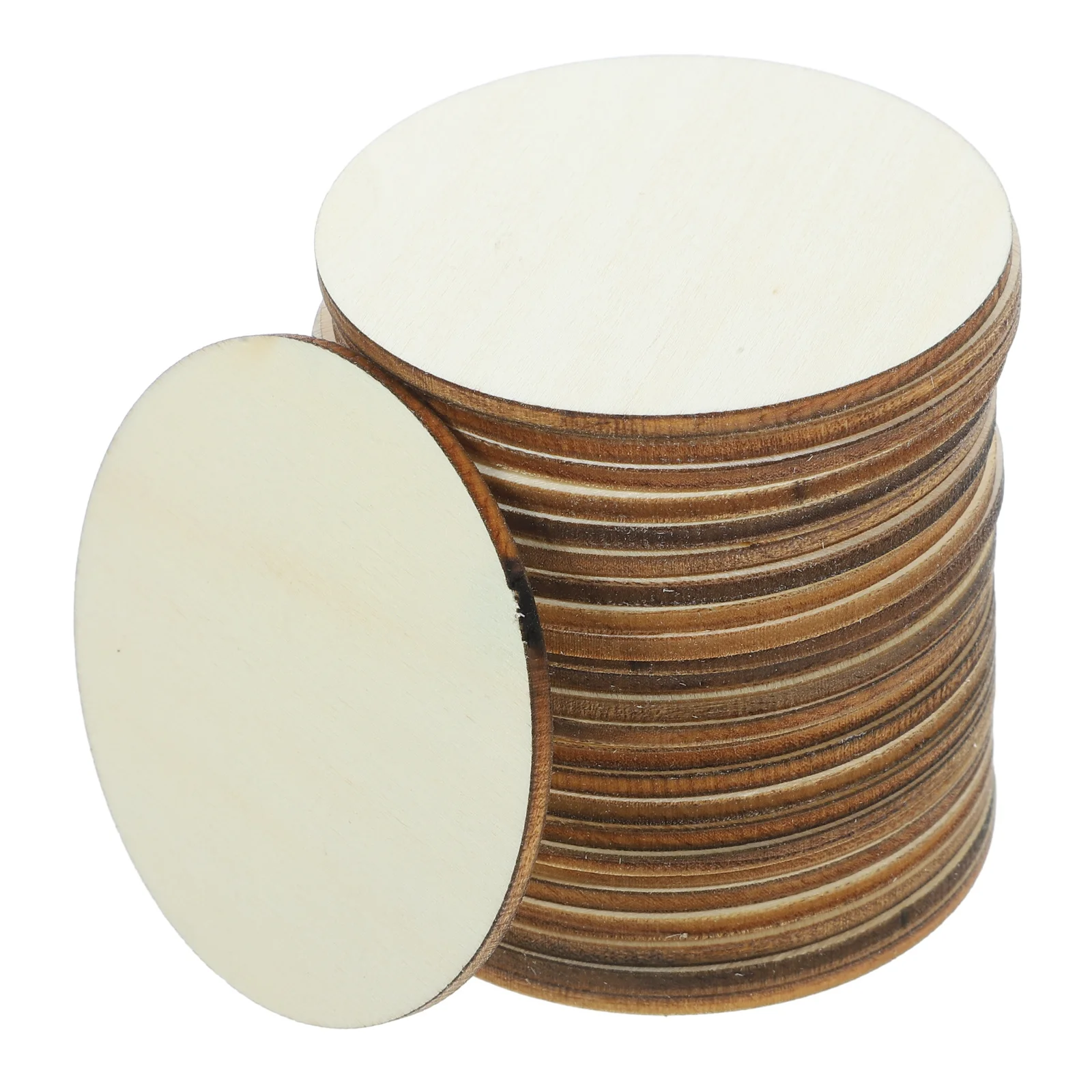 

50Pcs Natural Wood Slices Wooden Small Round Disc DIY Craft Wafer for Painting Home Decor Ornament Round Wooden Ornaments
