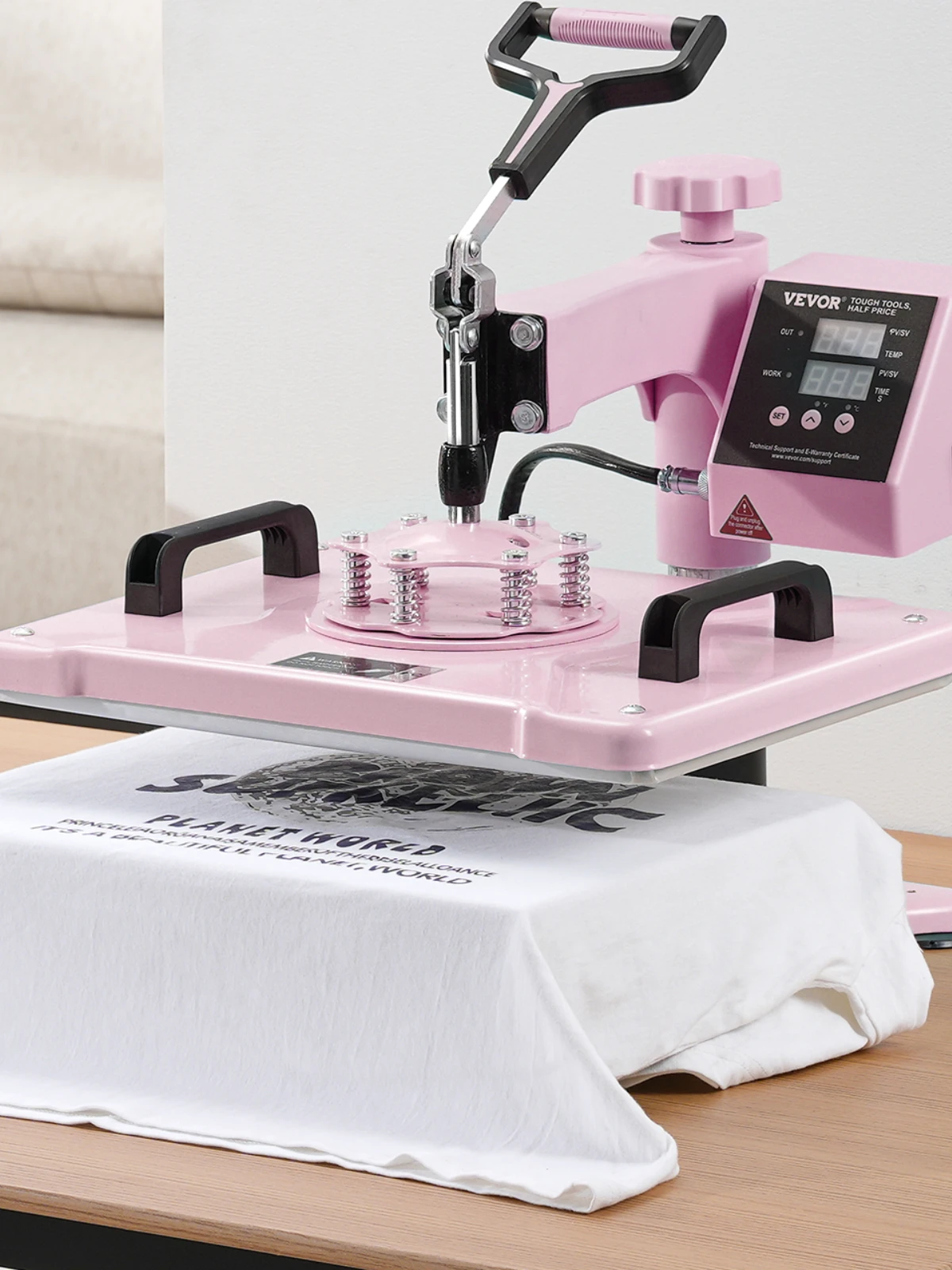 SucceBuy Warmtepersmachine 12x15 inch 8 in 1 Warmteoverdrachtmachine 360 °   Swing Away T-shirt voor T-shirts/mokken/hoeden/platen roze - afbeelding 2