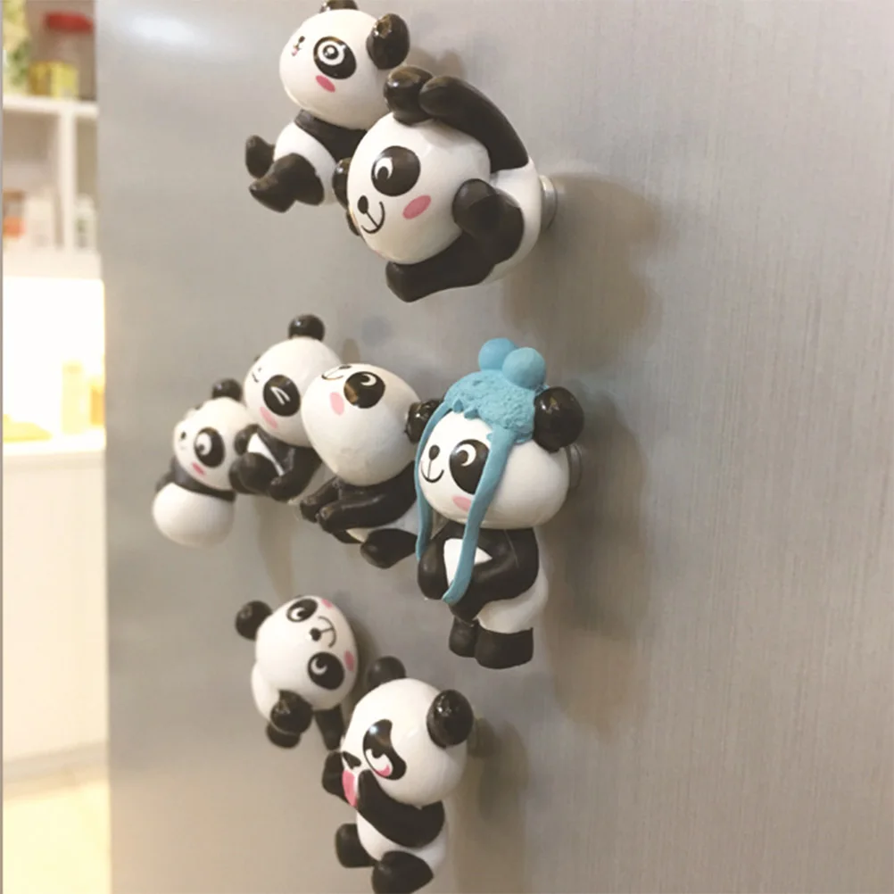 

8Pcs Creative Panda Refrigerator Magnet Stickers Resin Removable Waterproof Fridge Door Wall Decals Cute Kitchen Decorative Fun