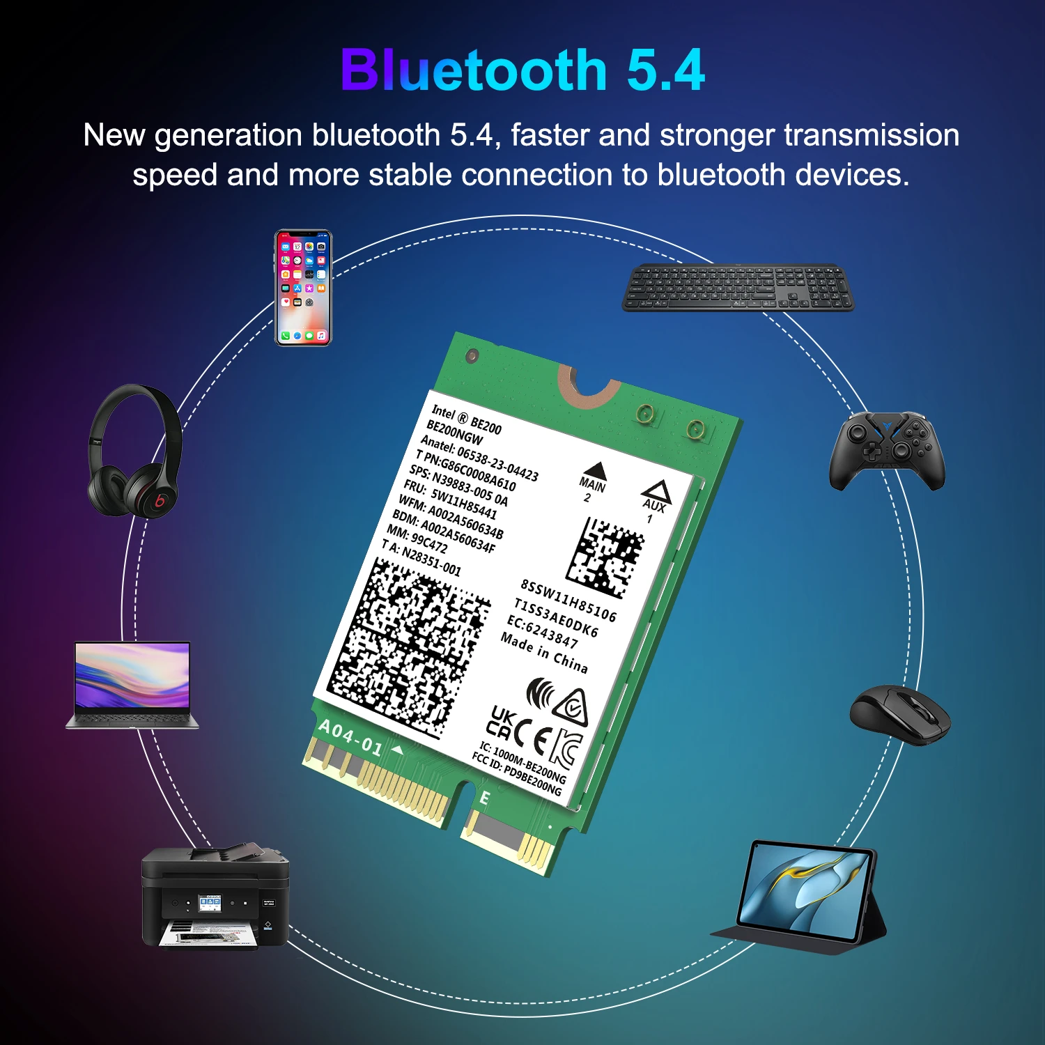 New WiFi 7 Intel BE200 Wireless WiFi Card Bluetooth 5.4 Tri Band 2.4G/5G/6GHz Module M.2 NGFF Network Adapter for Win10/11