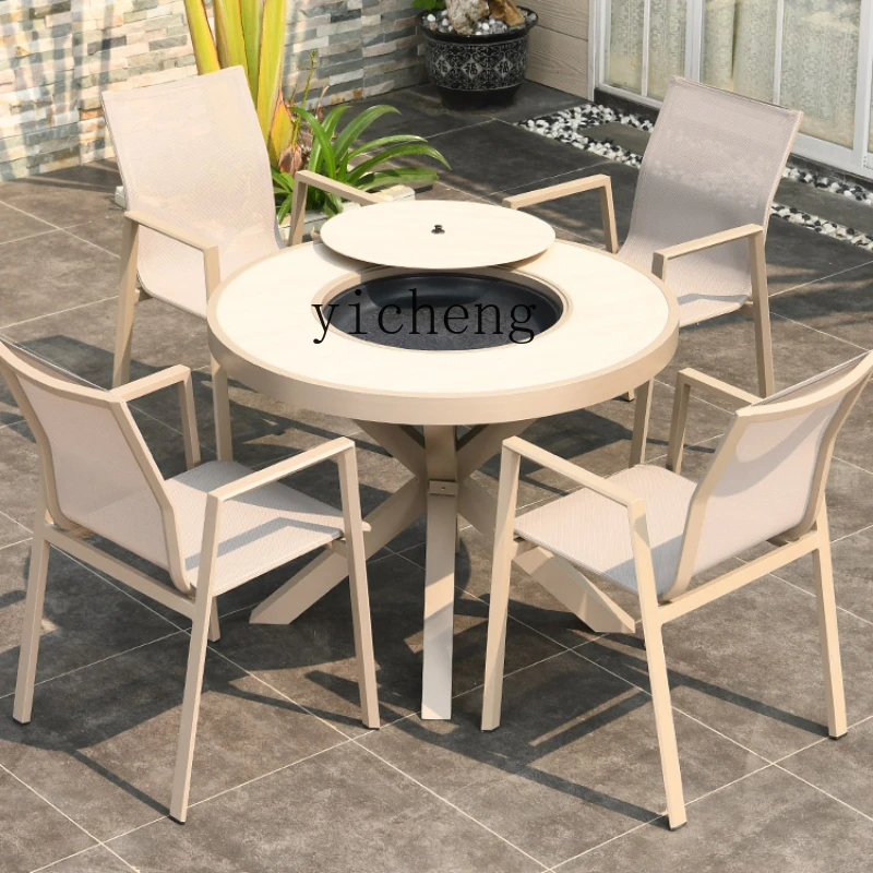 Zf Outdoor Barbecue Table and Chair Nordic Barbecue Table Home Courtyard Villa Aluminum Alloy Table and Chair