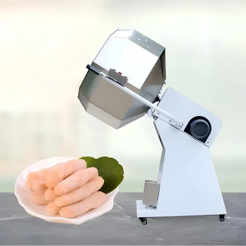 Industrial Drum Type Almond Chips Flavoring Machine Octagonal Mixer Snacks Food Seasoning Bakery Gearbox High Efficiency Food