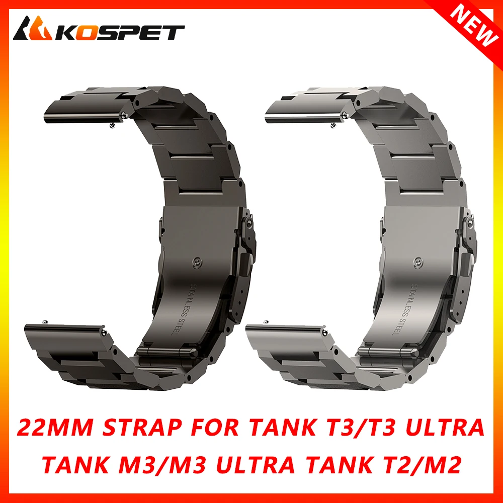 22MM Strap for KOSPET TANK T3 Ultra TANK M3 Ultra TANK T3 TANK M3 TANK T2 Smart Watch Metal Strap Wrist Stainless Steel Bracelet