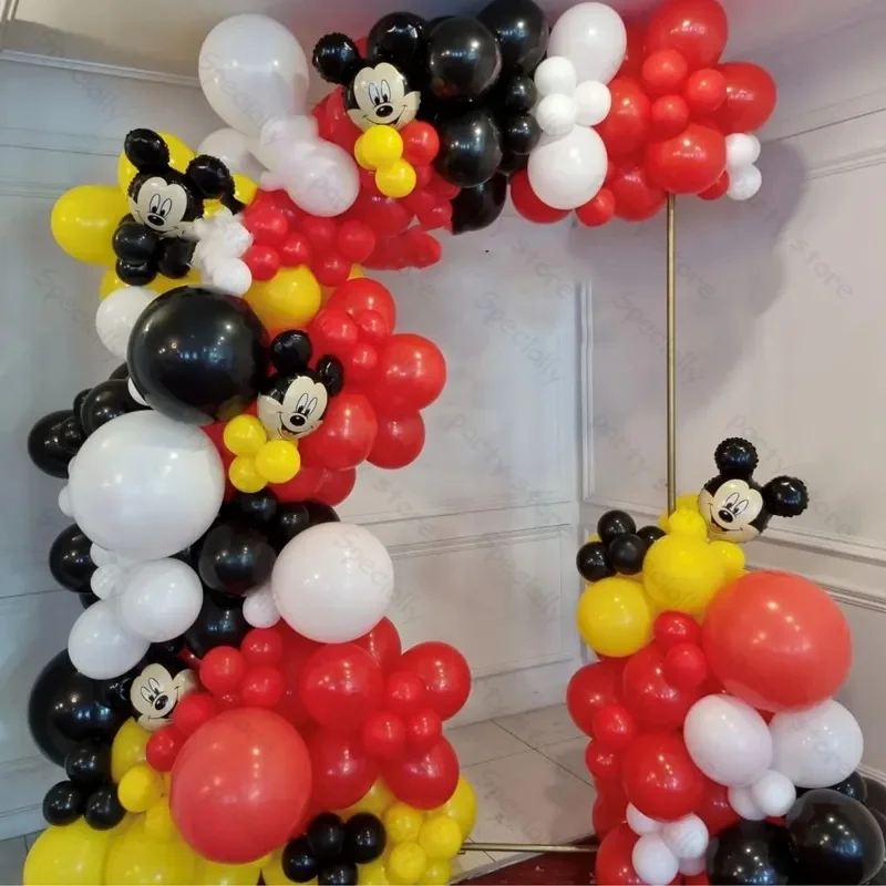Juego de guirnaldas de arco de Mickey Minnie Mouse, 173 Uds., decoraciones para fiesta de cumpleaños, juguete inflable para Baby Shower para niños, suministros de Globos de látex
