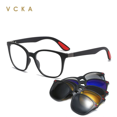 VCKA-gafas de sol polarizadas 6 en 1 para hombre y mujer, lentes con Clip magnético, TR90, graduadas ópticas, monturas magnéticas