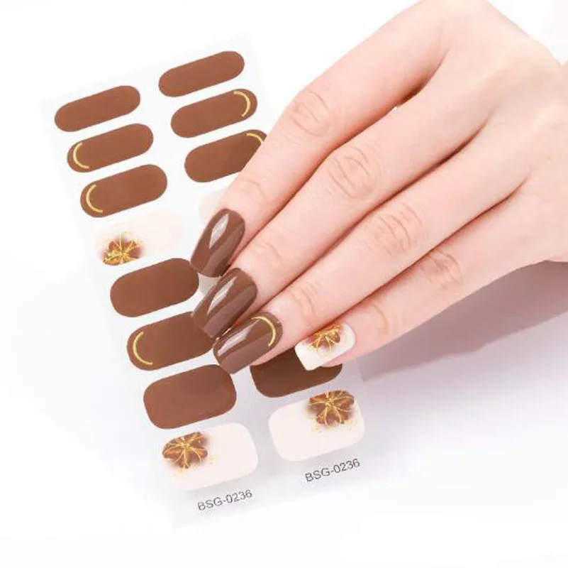 เจลเล็บห่อปลายนิ้วศิลปินเจล Lampe Manucure สติกเกอร์เล็บเล็บฟิล์ม UV กึ่งหายเล็บแพทช์ DIY ความงามเล็บปลอม