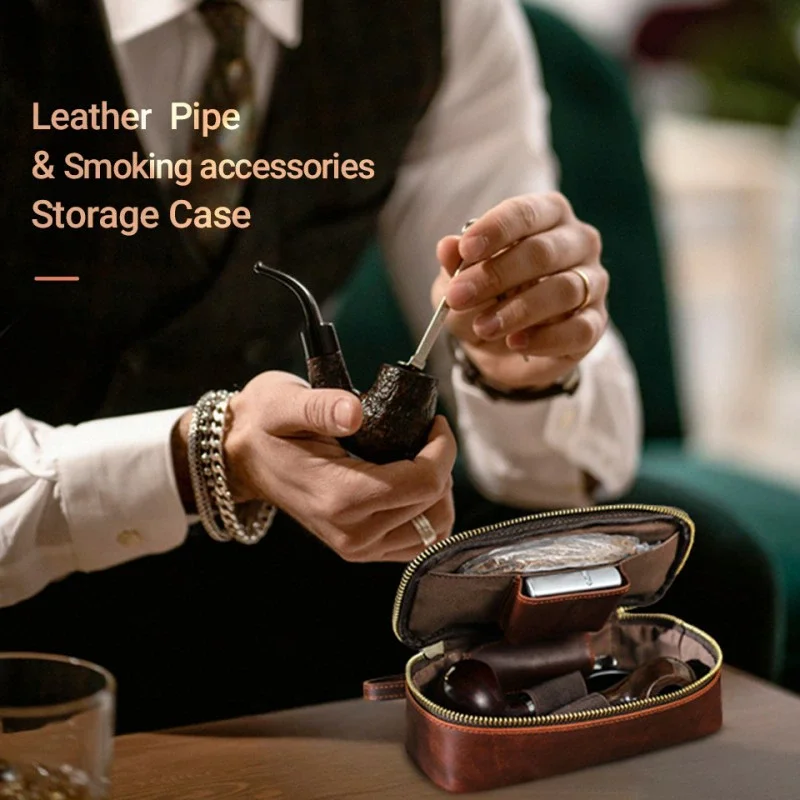 Portable Smoking Pipe Bag Soft PU Leather Tobacco Pipe Storage Bag for Travel Smoking Tools Accessories Pouch