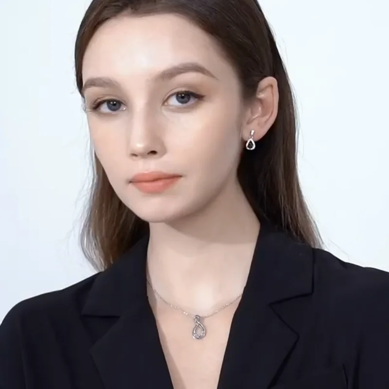 2026 New Vintage Silver Color Earring Water-drop  Black Spinel Drop Wedding Earrings for Women Fashion Jewelry Bijoux I258